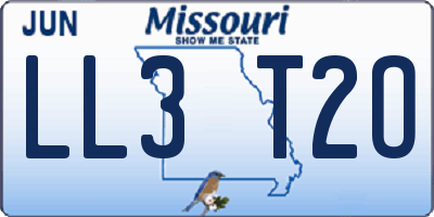 MO license plate LL3T2O