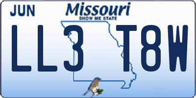 MO license plate LL3T8W
