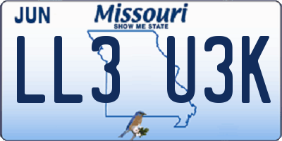 MO license plate LL3U3K