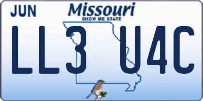 MO license plate LL3U4C