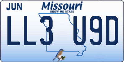 MO license plate LL3U9D