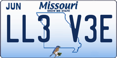 MO license plate LL3V3E