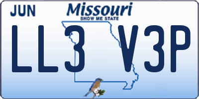 MO license plate LL3V3P