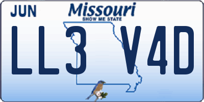 MO license plate LL3V4D