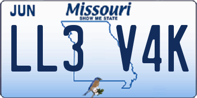 MO license plate LL3V4K