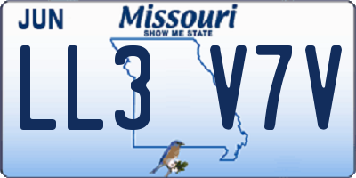 MO license plate LL3V7V