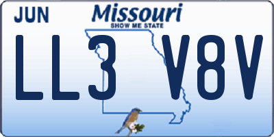 MO license plate LL3V8V