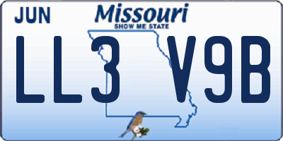 MO license plate LL3V9B