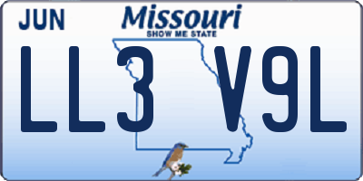 MO license plate LL3V9L