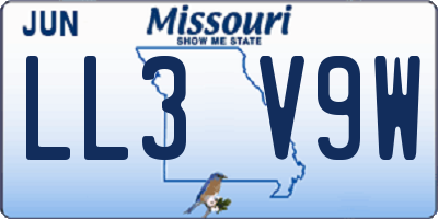 MO license plate LL3V9W