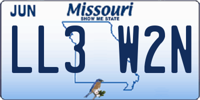 MO license plate LL3W2N