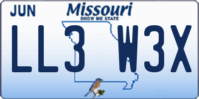 MO license plate LL3W3X