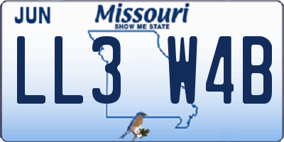 MO license plate LL3W4B