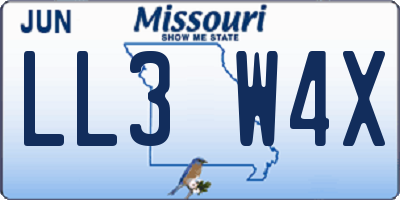 MO license plate LL3W4X
