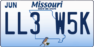MO license plate LL3W5K
