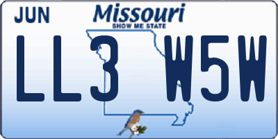MO license plate LL3W5W