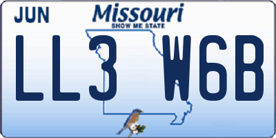 MO license plate LL3W6B