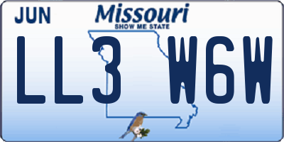 MO license plate LL3W6W