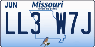 MO license plate LL3W7J