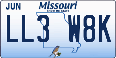 MO license plate LL3W8K