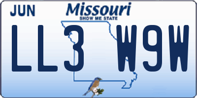 MO license plate LL3W9W