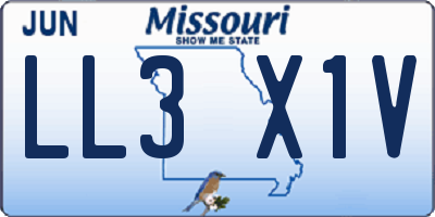 MO license plate LL3X1V