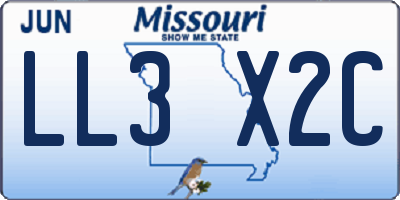 MO license plate LL3X2C