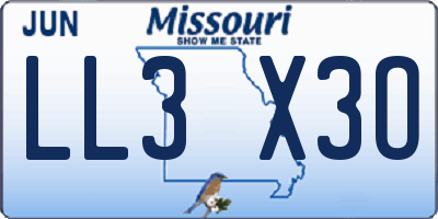 MO license plate LL3X3O