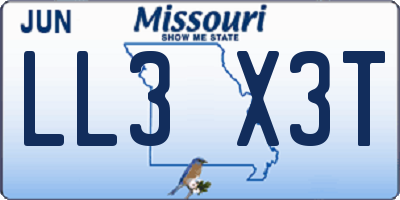 MO license plate LL3X3T