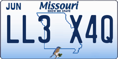 MO license plate LL3X4Q
