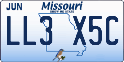 MO license plate LL3X5C