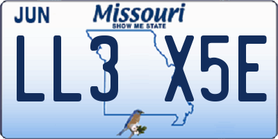 MO license plate LL3X5E