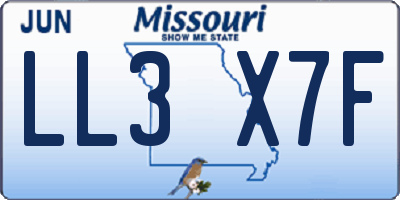 MO license plate LL3X7F