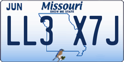 MO license plate LL3X7J