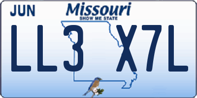 MO license plate LL3X7L