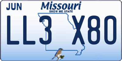 MO license plate LL3X8O