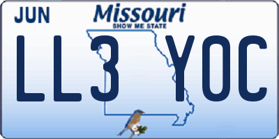 MO license plate LL3Y0C