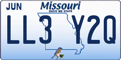 MO license plate LL3Y2Q