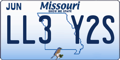 MO license plate LL3Y2S