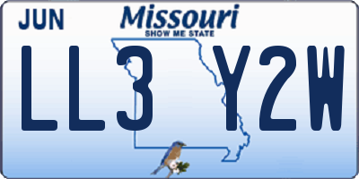 MO license plate LL3Y2W
