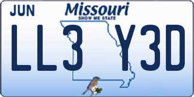 MO license plate LL3Y3D