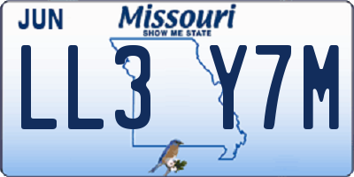 MO license plate LL3Y7M