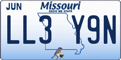 MO license plate LL3Y9N