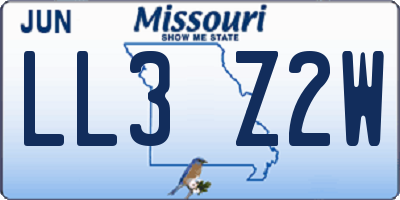 MO license plate LL3Z2W