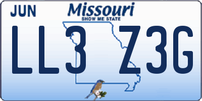 MO license plate LL3Z3G