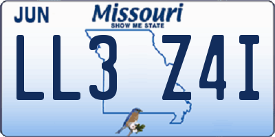 MO license plate LL3Z4I