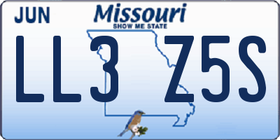 MO license plate LL3Z5S