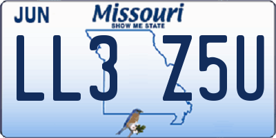 MO license plate LL3Z5U