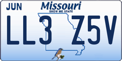 MO license plate LL3Z5V