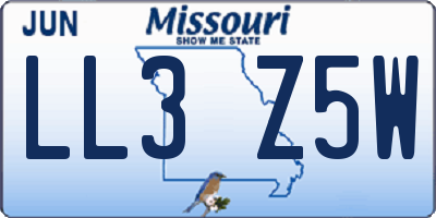 MO license plate LL3Z5W
